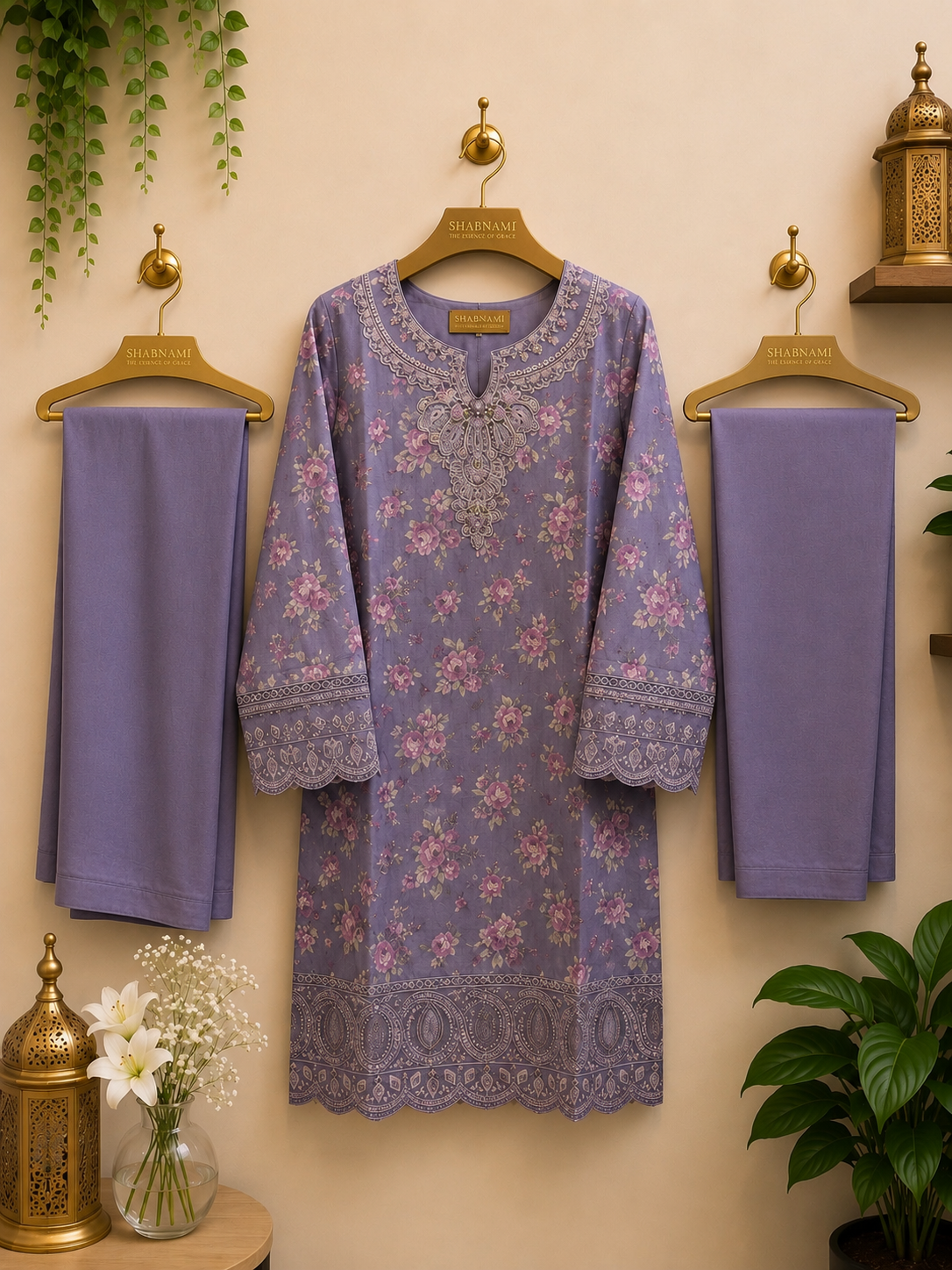 3-Piece Ready to Wear Floral Embroidered Suit