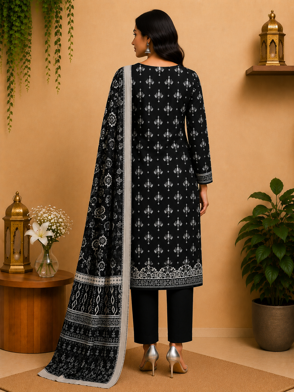 3-Piece Unstitched Digital Printed Suit