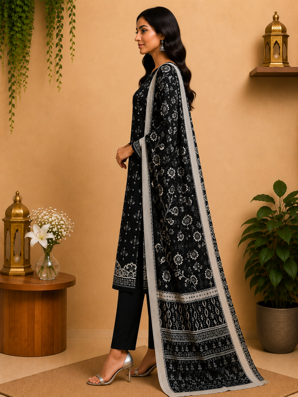 3-Piece Unstitched Digital Printed Suit