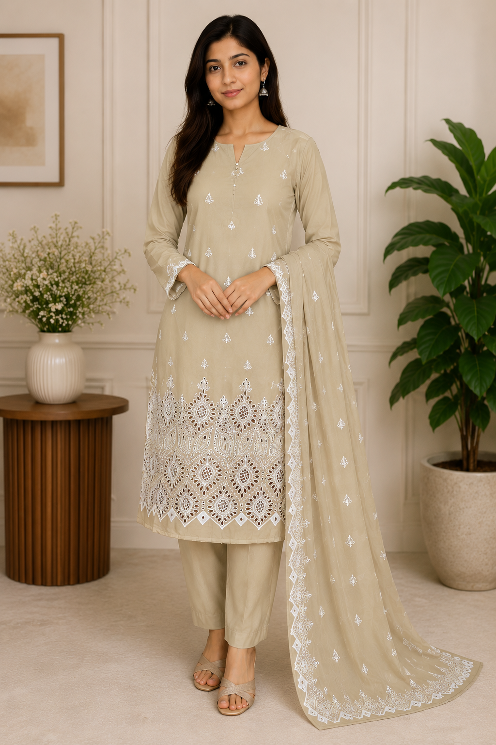 3 Piece - Unstitched Digital Printed Embroidered Suit