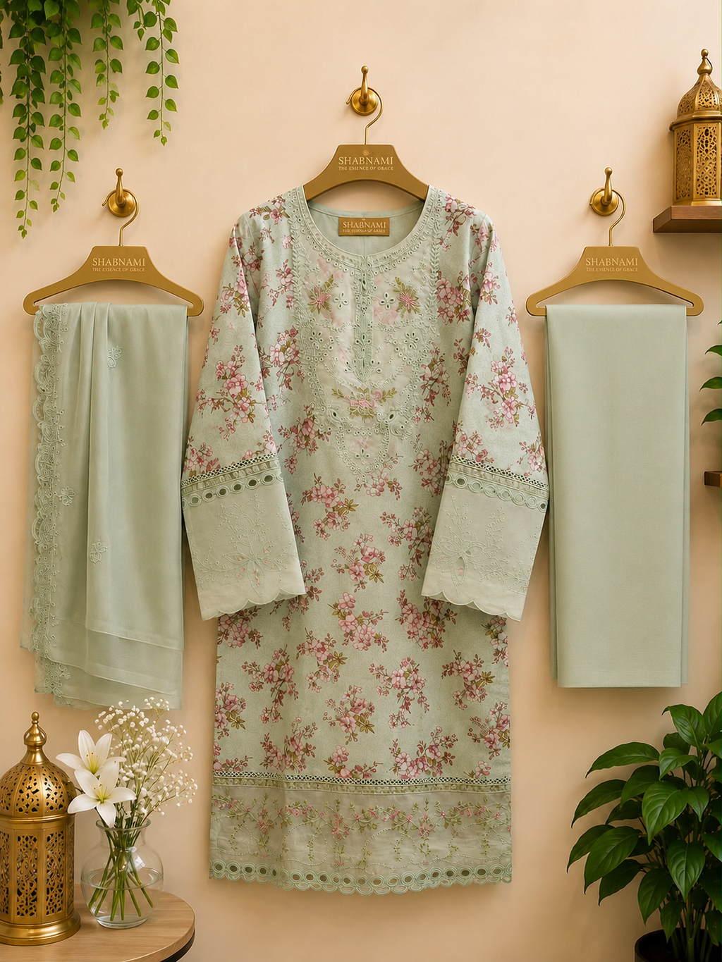 3-Piece Ready to Wear Floral Embroidered Suit