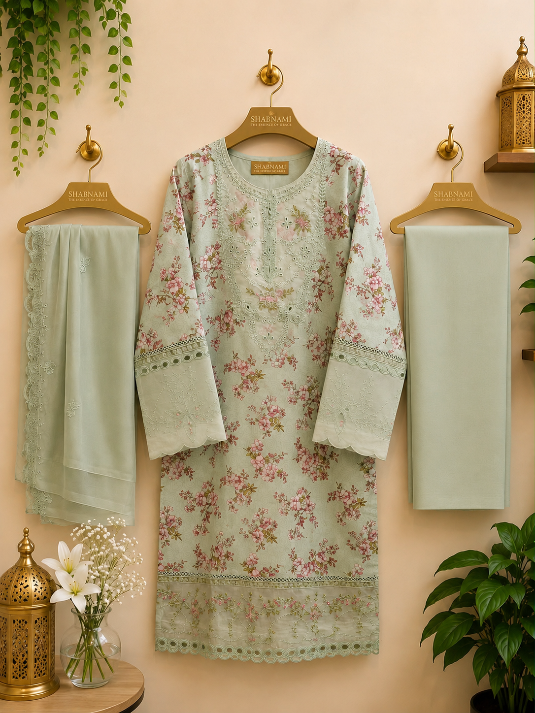 3-Piece Ready to Wear Floral Embroidered Suit