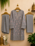 3-Piece Ready to Wear Floral Embroidered Suit