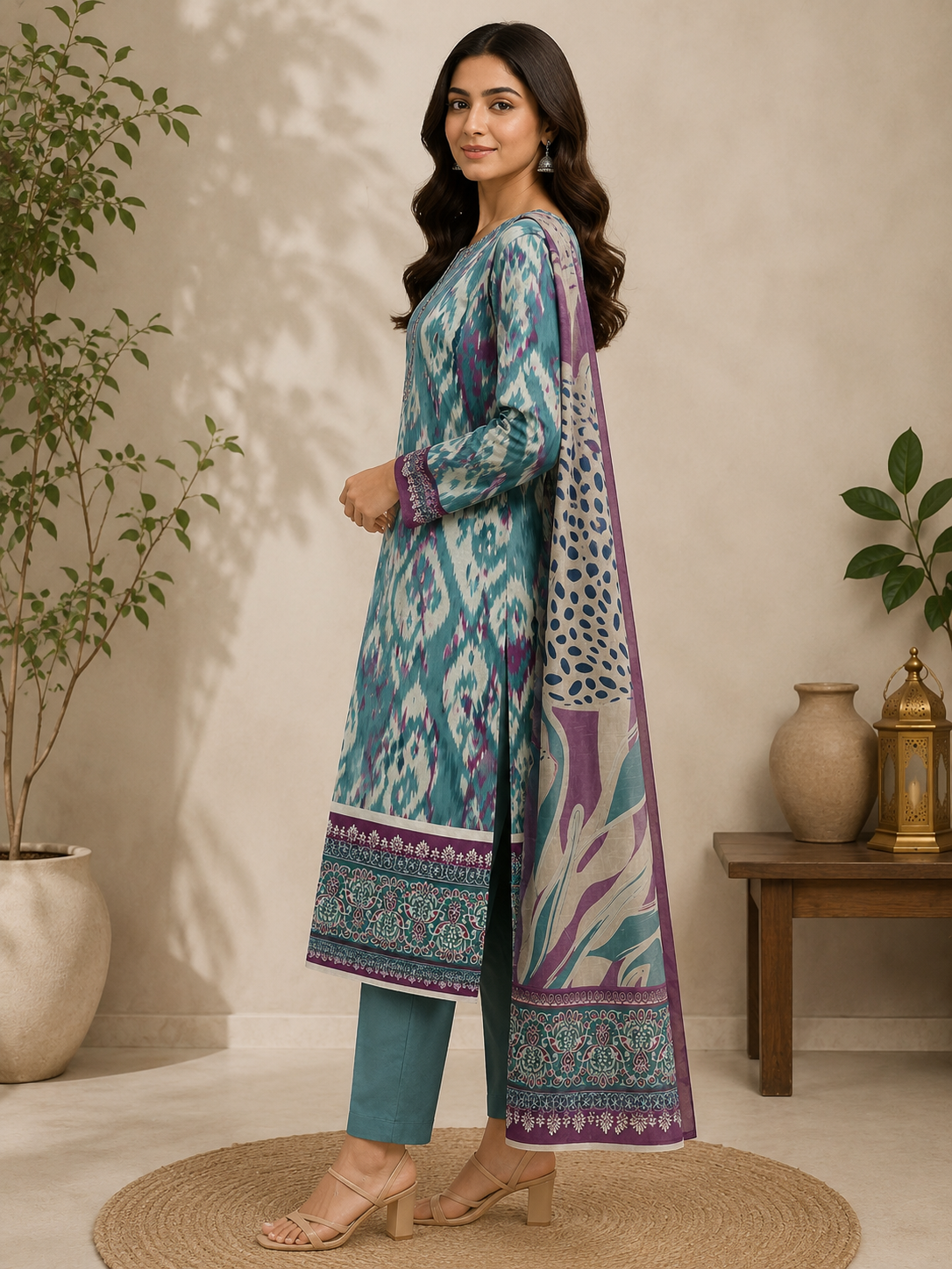 3 Piece - Unstitched Digital Printed Suit