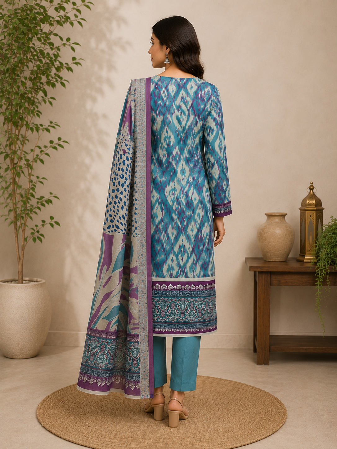3 Piece - Unstitched Digital Printed Suit
