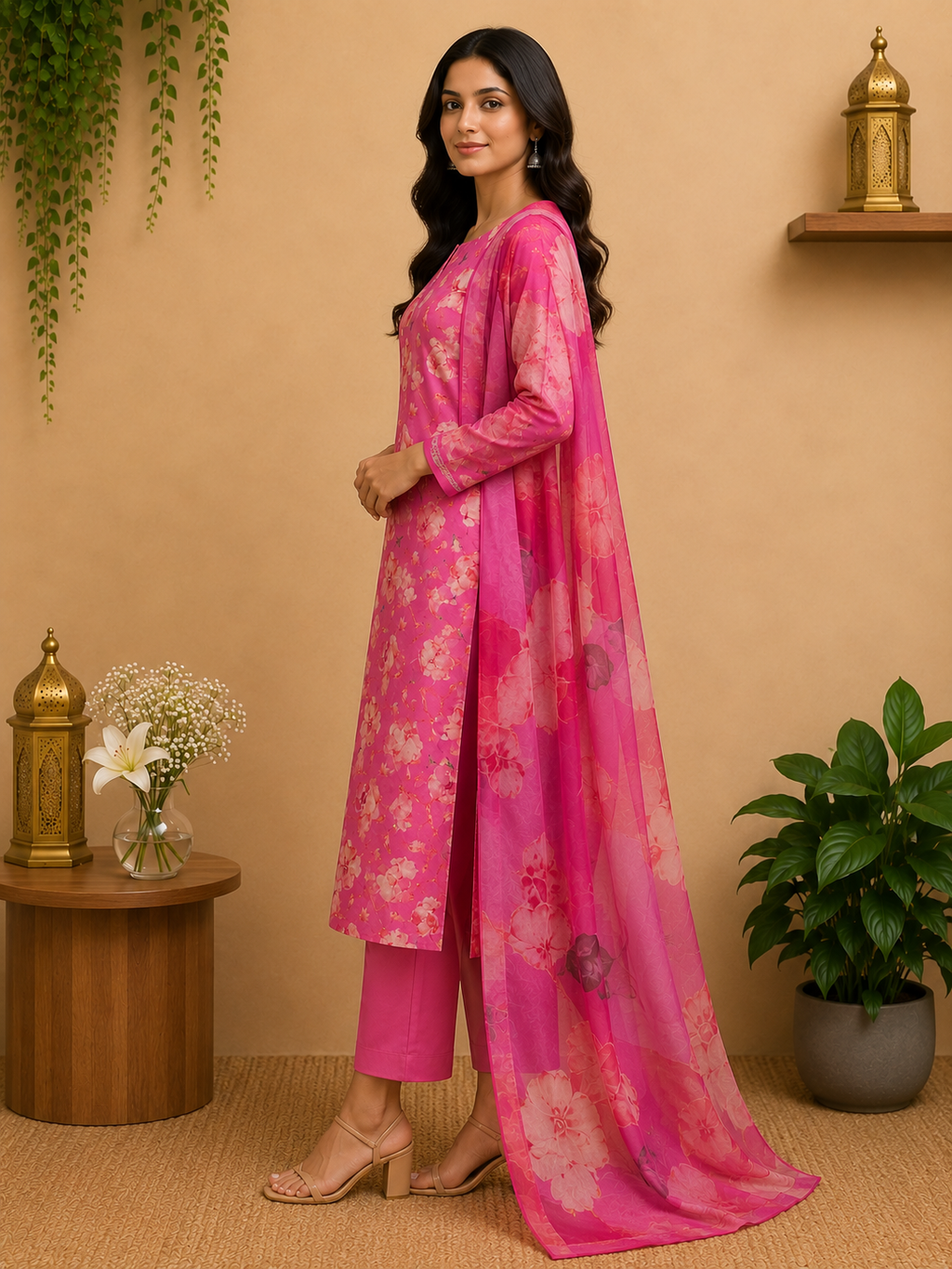 3 Piece - Digital Unstitched  Floral Printed Suit