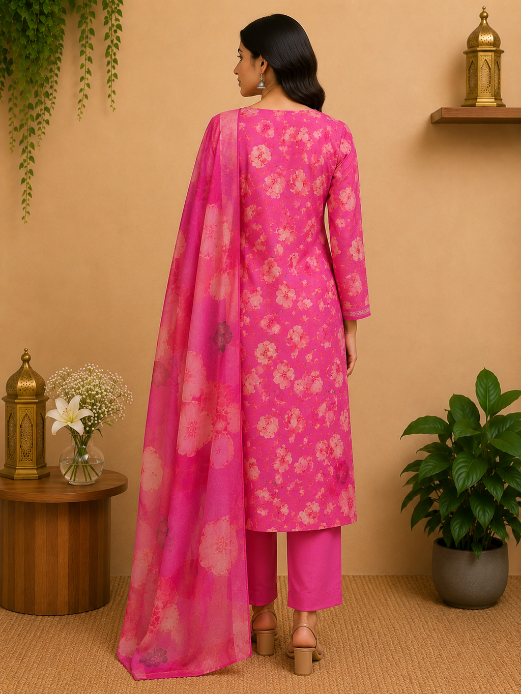 3 Piece - Digital Unstitched  Floral Printed Suit