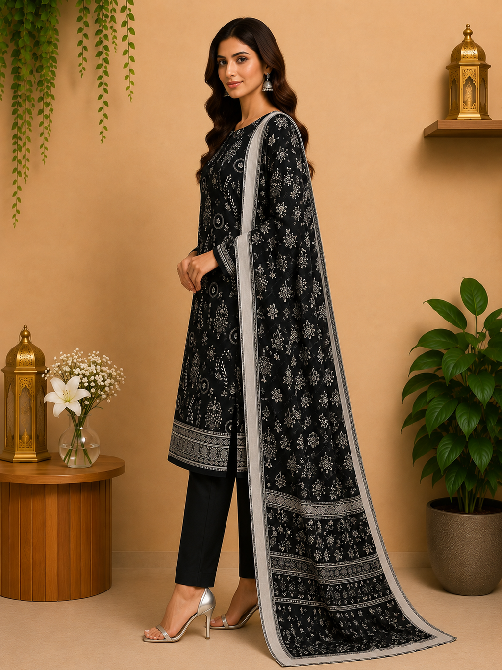 3-Piece Unstitched Digital Printed Suit