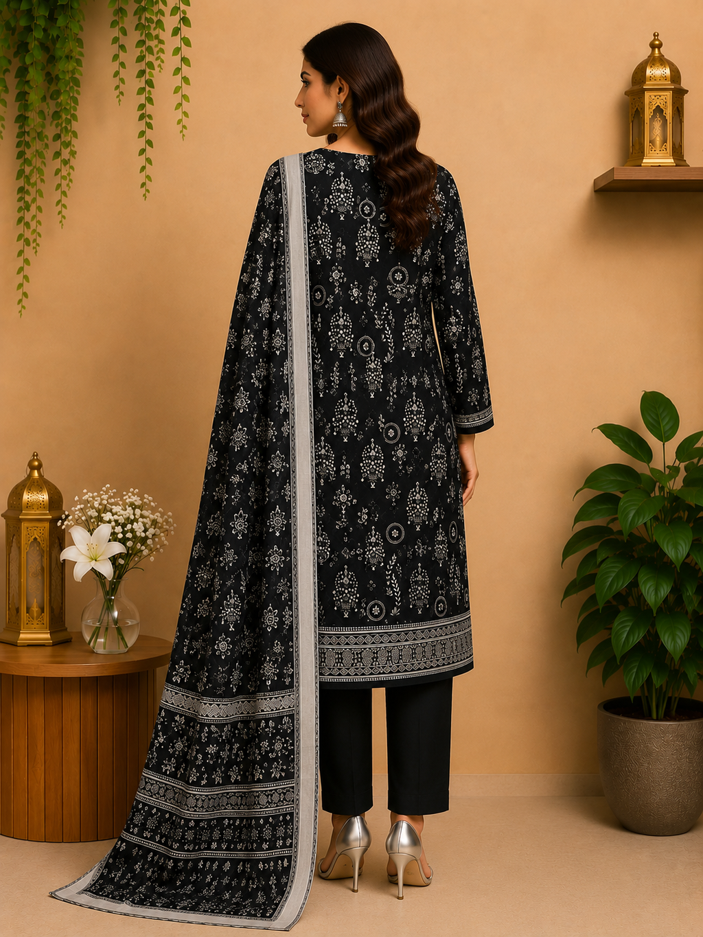 3-Piece Unstitched Digital Printed Suit