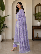 3-Piece Unstitched Digital Floral Printed Embroidered Suit