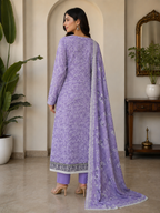 3-Piece Unstitched Digital Floral Printed Embroidered Suit