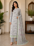3-Piece Unstitched Digital Floral Embroidered Suit