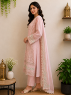 3-Piece Ready to Wear Solid Embroidered Suit
