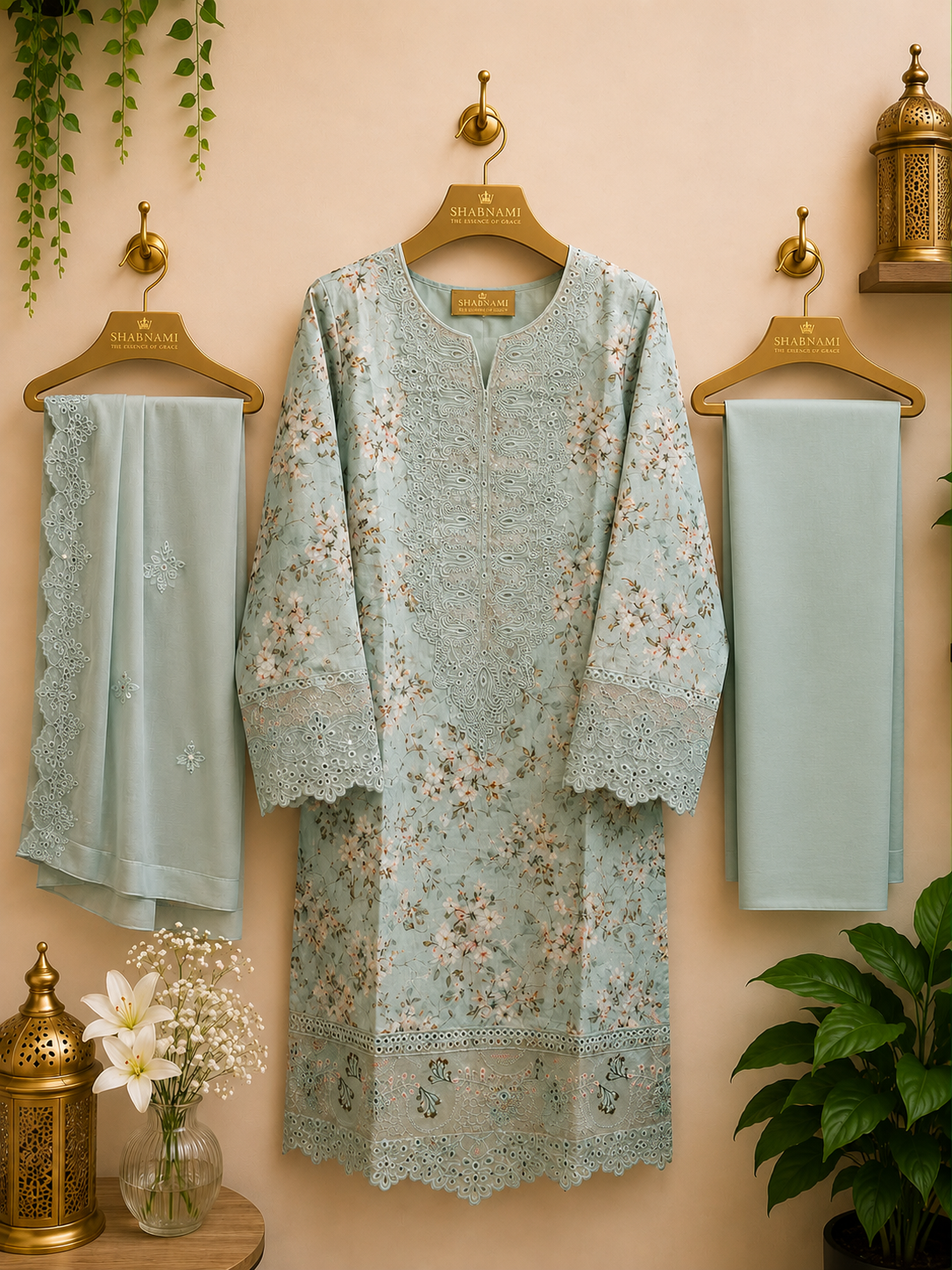 3-Piece Ready to Wear Floral Embroidered Suit