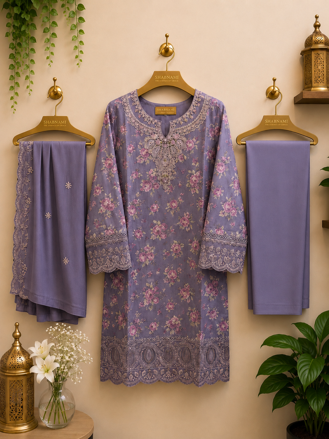 3-Piece Ready to Wear Floral Embroidered Suit