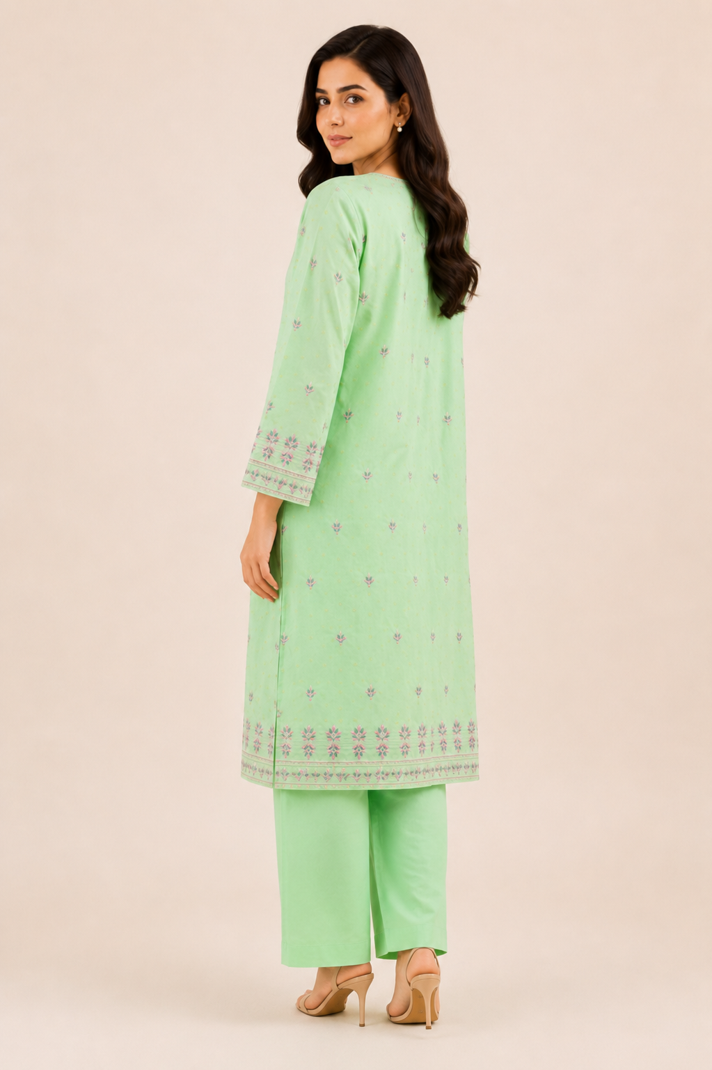 2 PIECE - JACQUARD EMBROIDED COTTON SUIT