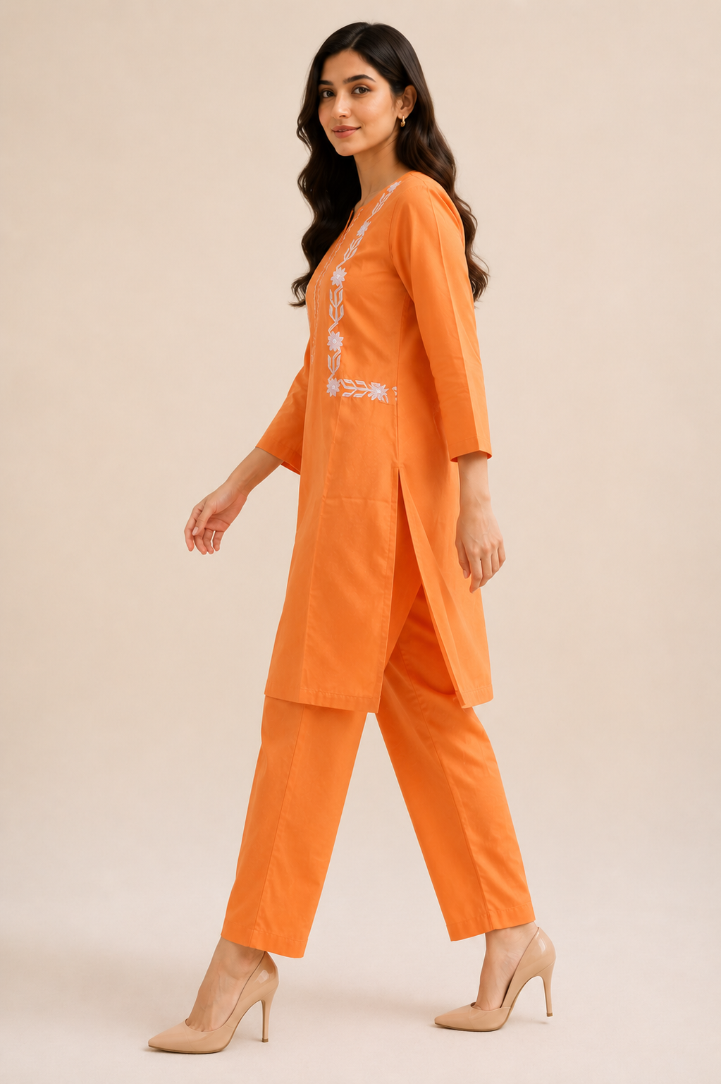 2 PIECE - EMBROIDED TEXTURE COTTON SUIT