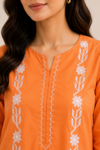 2 PIECE - EMBROIDED TEXTURE COTTON SUIT