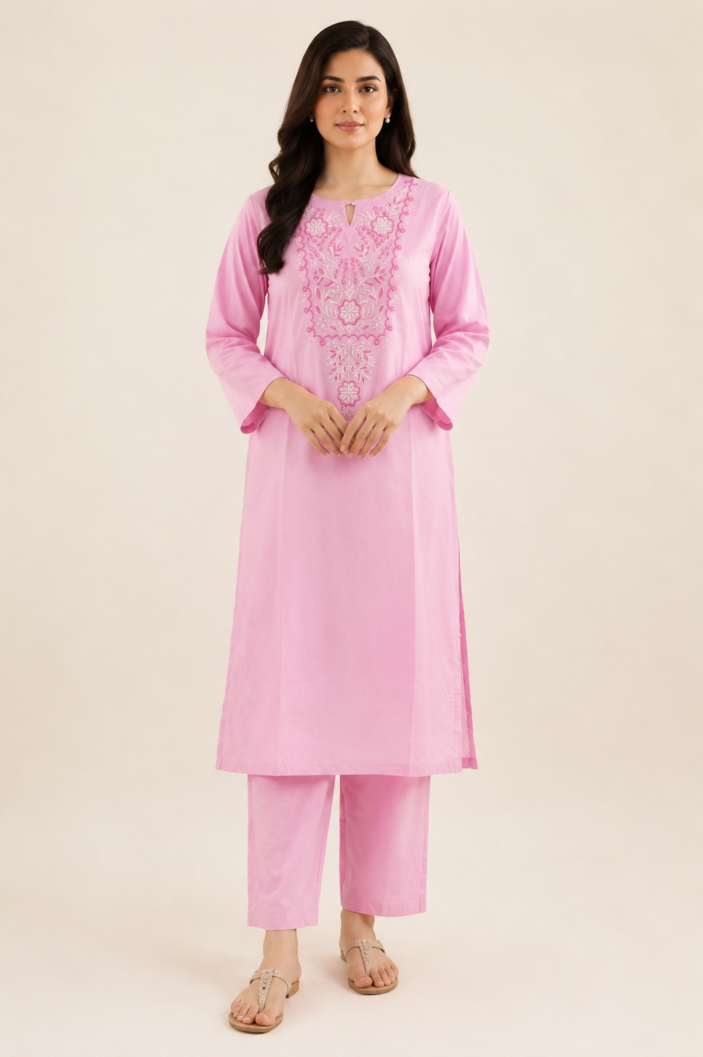 2 PIECE - EMBROIDED COTTON SUIT