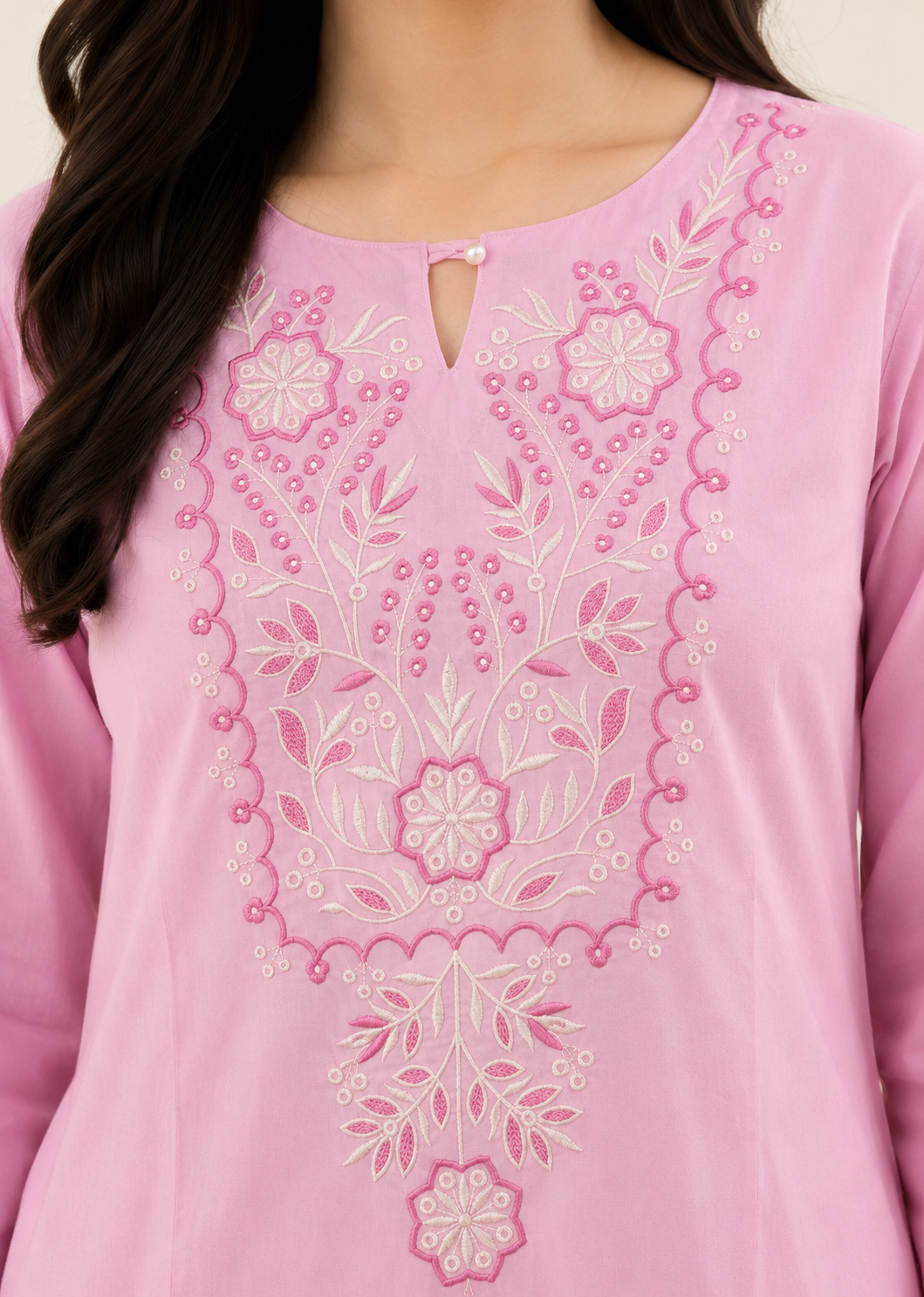 2 PIECE - EMBROIDED COTTON SUIT