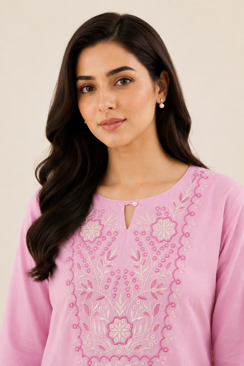 2 PIECE - EMBROIDED COTTON SUIT