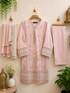 3-Piece Ready to Wear Solid Embroidered Suit