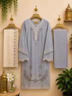 3-Piece Ready to Wear Solid Embroidery Suit