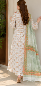 3-Piece Unstitched Digital Floral Embroidered Suit