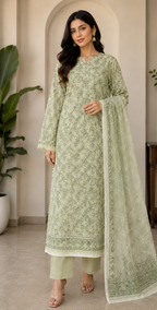 3-Piece Unstitched Digital Floral Embroidered Suit