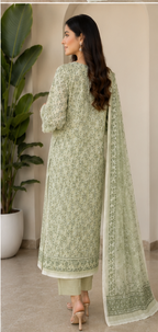 3-Piece Unstitched Digital Floral Embroidered Suit